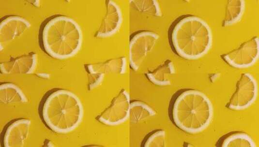 俯拍旋转的新鲜柠檬片高清在线视频素材下载