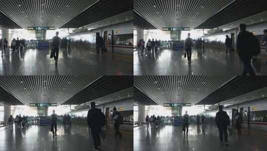 广州南站熙熙攘攘的旅客高清在线视频素材下载