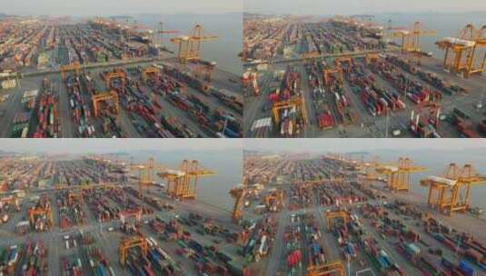 航拍厦门港口码头集装箱高清在线视频素材下载