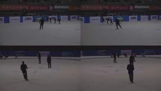 慢镜头体育馆滑冰场速滑比赛高清在线视频素材下载