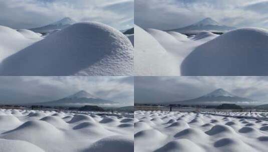 唯美大自然高山森林树林平原雪景特写高清在线视频素材下载