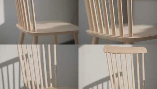 简约北欧风木制家具餐椅细节特写高清在线视频素材下载