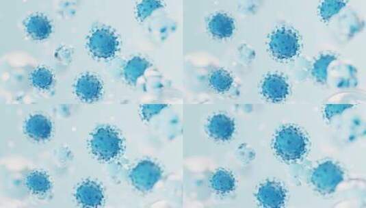 透明的蓝色病毒3D渲染高清在线视频素材下载