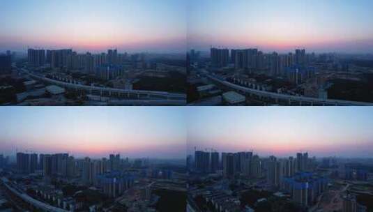 日落时分深圳光明建筑道路交通A高清在线视频素材下载