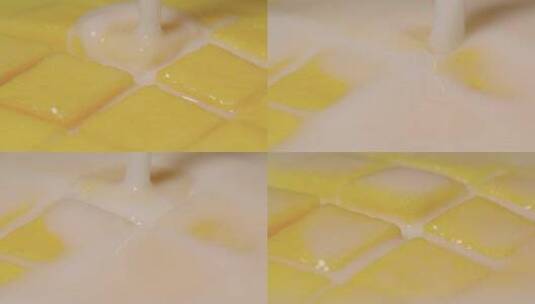 升格慢动作芒果牛奶高清在线视频素材下载