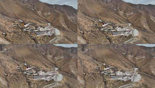 航拍西藏拉萨帕邦喀寺庙高清在线视频素材下载