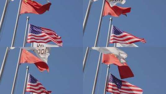 国旗 中国国旗 美国国旗高清在线视频素材下载