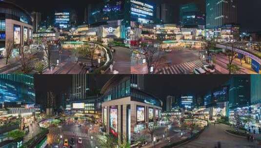 重庆商圈龙湖时代天街夜景延时高清在线视频素材下载