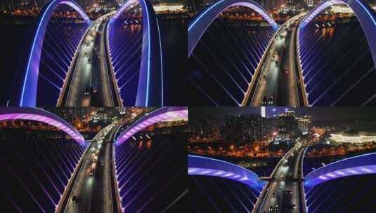 南宁大桥夜景高清在线视频素材下载