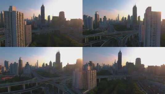 上海市 南北高架 延安路高架 枢纽高清在线视频素材下载