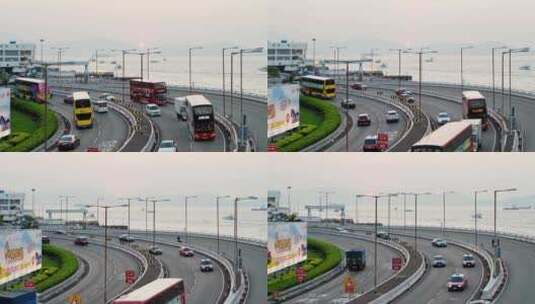 香港维多利亚港西区海底隧道车流高清在线视频素材下载