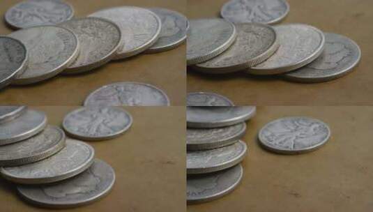 旋转股票镜头拍摄的古董美国硬币-MONEY 0116高清在线视频素材下载