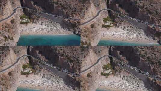 土耳其卡斯卡普塔斯海滩的无人机镜头高清在线视频素材下载