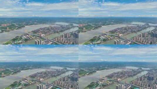 航拍宜昌城市建筑长江景观高清在线视频素材下载
