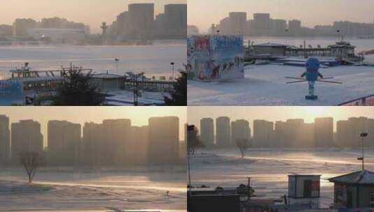 黑龙江牡丹江市滑冰场高清在线视频素材下载