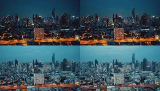 大都市城市景观的昼夜转换高清在线视频素材下载