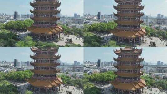 黄鹤楼航拍武汉地标城市景观建筑风光风景高清在线视频素材下载