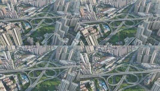 武汉二环线俯拍城市交通车流国博大道立交桥高清在线视频素材下载