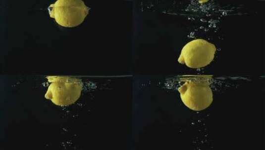 柠檬入水-水果-切水果高清在线视频素材下载
