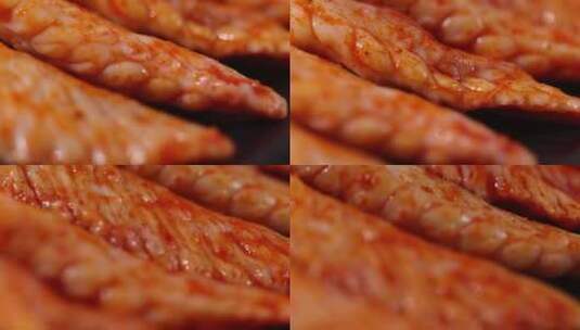 韩式烤肉烤鸡翅高清在线视频素材下载