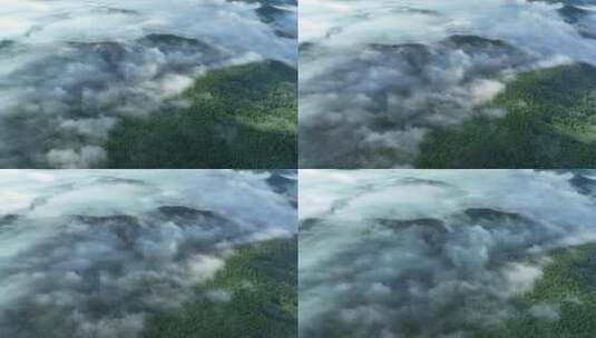航拍云雾缥缈的绿色山林高清在线视频素材下载