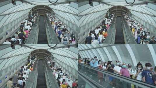 深圳地铁疫情口罩人流高清在线视频素材下载