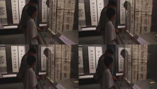 中国小男孩在博物馆参观学习高清在线视频素材下载