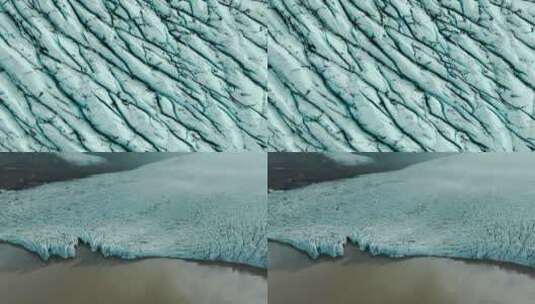 航拍冰岛冰山唯美大气冰山融化冰雪流入大海高清在线视频素材下载