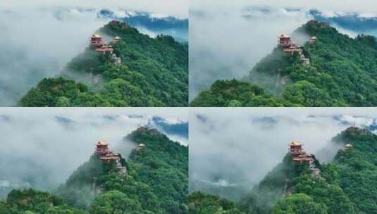 航拍南五台景区云海景观高清在线视频素材下载