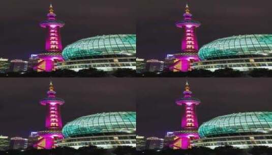 上海浦东东方明珠灯光夜景 4K 竖屏高清在线视频素材下载