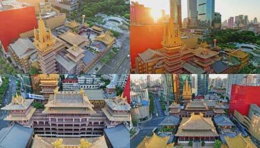 上海 静安寺 市区寺庙 上海日出 地标高清在线视频素材下载