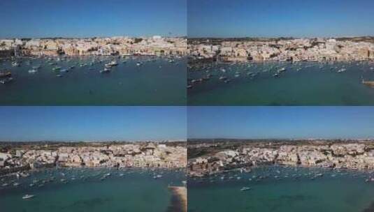 马耳他马尔萨克斯洛克港鸟瞰图高清在线视频素材下载