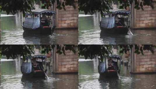 江南水乡古镇雨季浙江南浔古镇升格空镜高清在线视频素材下载