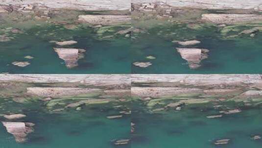 大海海浪礁石竖屏航拍高清在线视频素材下载