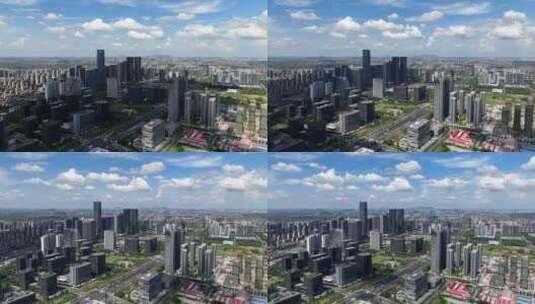 延时航拍杭州城西未来科技城文一西路高清在线视频素材下载