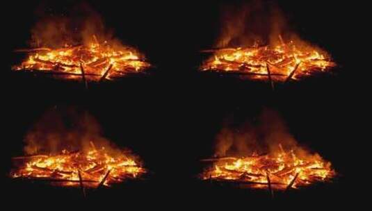 燃烧的篝火高清在线视频素材下载