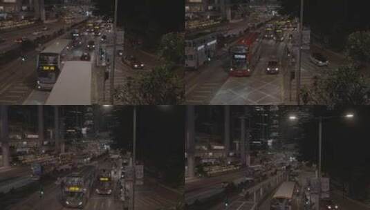 香港中环马路街景夜景高清在线视频素材下载
