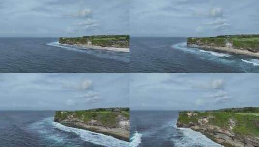 航拍印尼巴厘岛蓝天白云下的海岸线自然风光高清在线视频素材下载