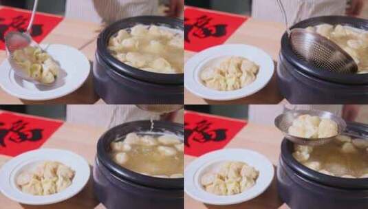 冬至 春节 包饺子 煮饺子高清在线视频素材下载