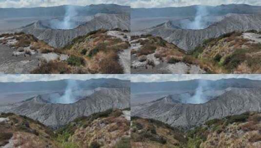 印尼爪哇岛布罗莫火山口航拍自然风光高清在线视频素材下载