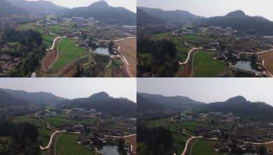 4k无人机航拍自然风光 美丽的度假村庄高清在线视频素材下载