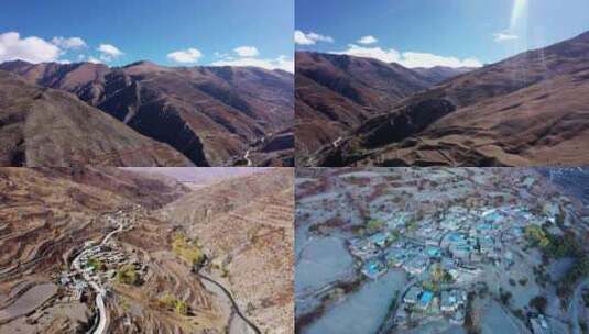 西藏山南市曲松县增嘎村 4K航拍高清在线视频素材下载