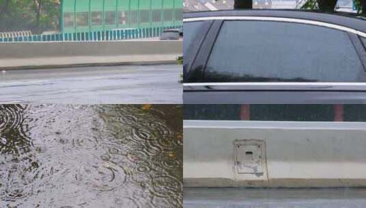 城市马路道路下雨天雨水雨滴街景街道街头风高清在线视频素材下载