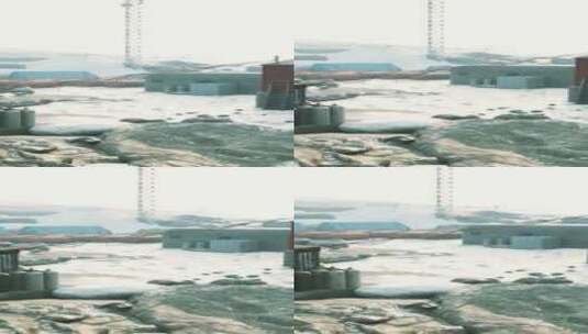 南极半岛前天然港湾中的南极基地高清在线视频素材下载