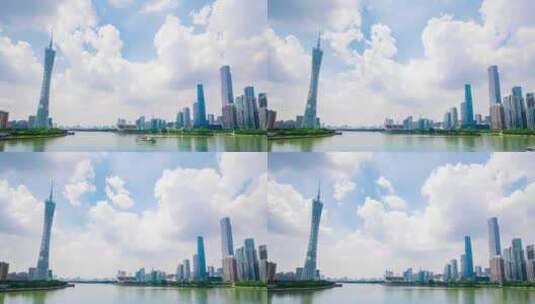 广州珠江新城高楼大厦建筑群江景高清在线视频素材下载