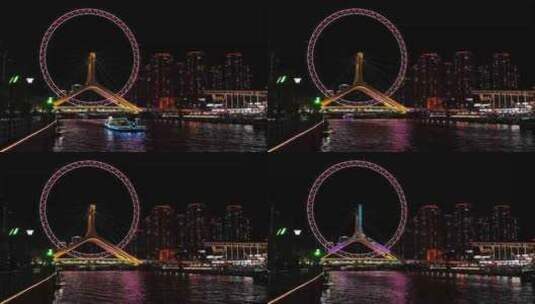 天津之眼夜景延时4K高清在线视频素材下载