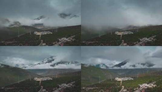 香格里拉尼西电厂烟雾云海延时视频高清在线视频素材下载