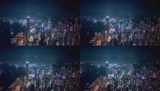 香港中环航拍夜景繁华都市高清在线视频素材下载