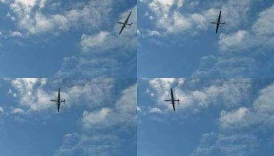 军用无人机在阳光明媚的日子里飞过天空。超高清在线视频素材下载