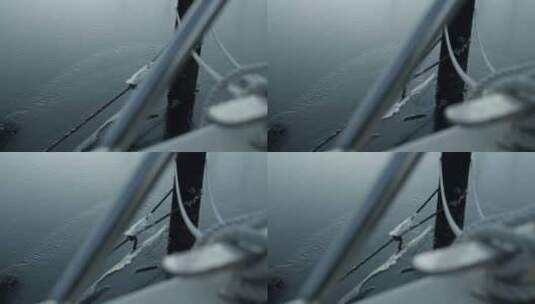 冬季结冰的游艇码头高清在线视频素材下载
